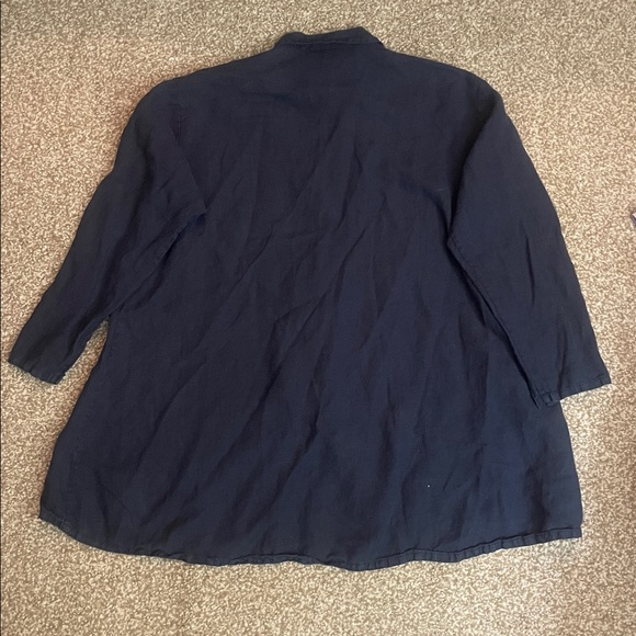 Bryn Walker Oversized Linen Long Sleeve Button Down Blouse - Picture 2 of 6